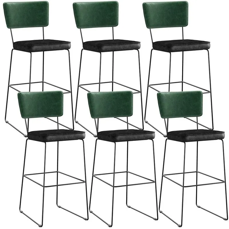Kit 06 Banquetas Altas Sala Jantar Fixa Allana L02 Facto Verde Musgo Couríssimo Preto - Lyam Decor