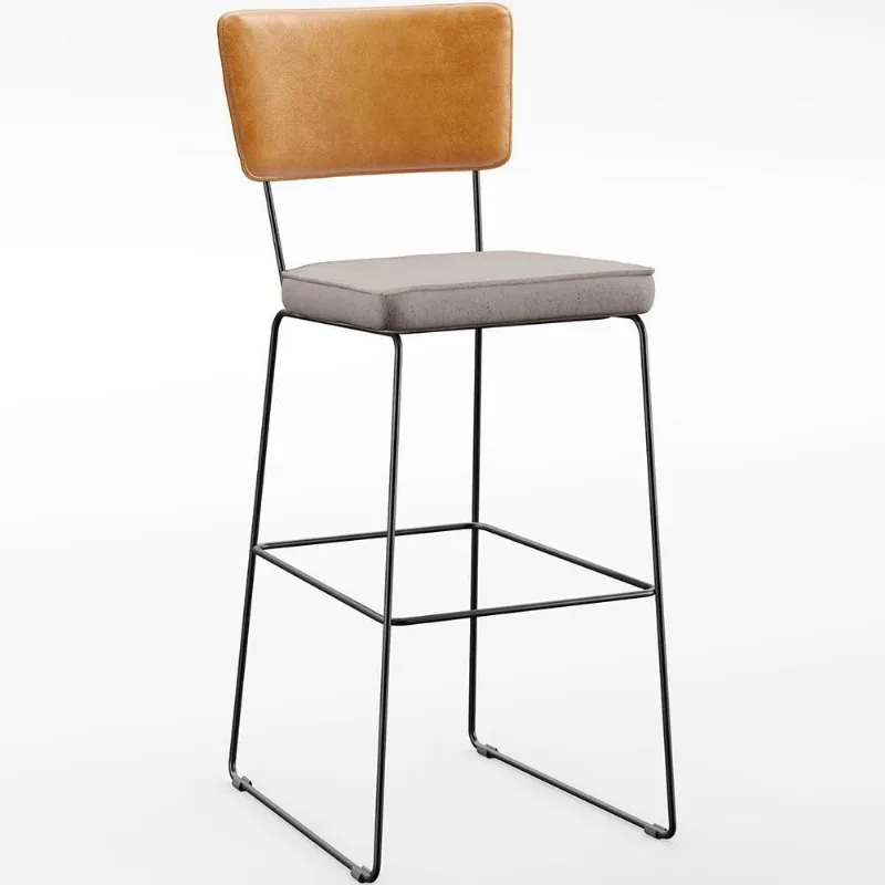 Banqueta Alta Cozinha Allana L02 Whisky Bege - Lyam Decor