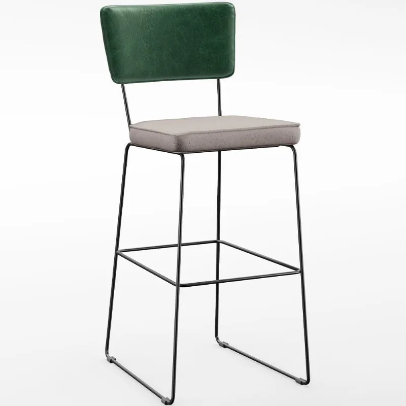 Banqueta Alta Cozinha Allana L02 Verde Musgo Bege - Lyam Decor