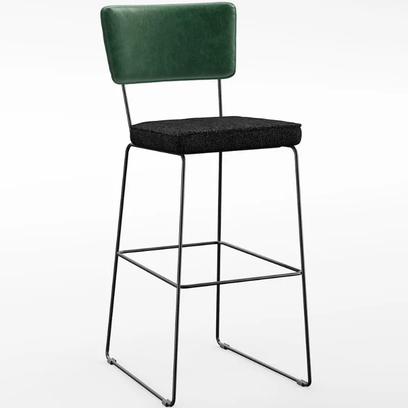 Banqueta Alta Allana L02 Verde Musgo Chumbo - Lyam Decor