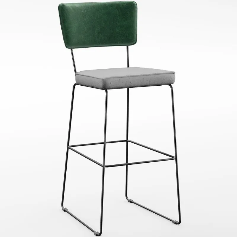 Banqueta Alta Allana L02 Verde Musgo Cinza - Lyam Decor