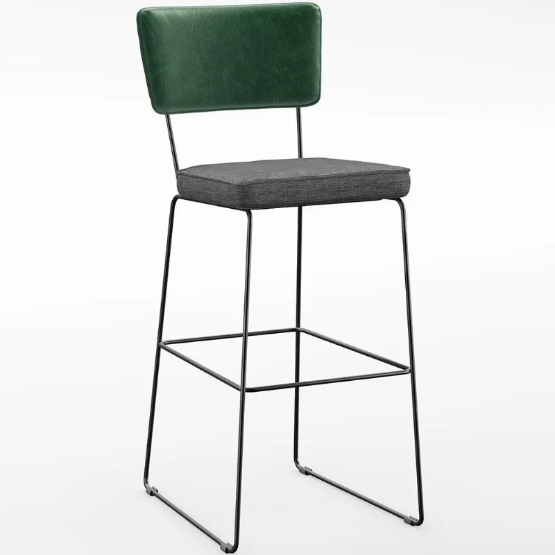 Banqueta Alta Allana L02 Verde Musgo Cinza Escuro - Lyam Decor