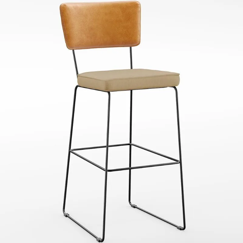 Banqueta Alta Cozinha Allana L02 Whisky Linho Bege Escuro - Lyam Decor