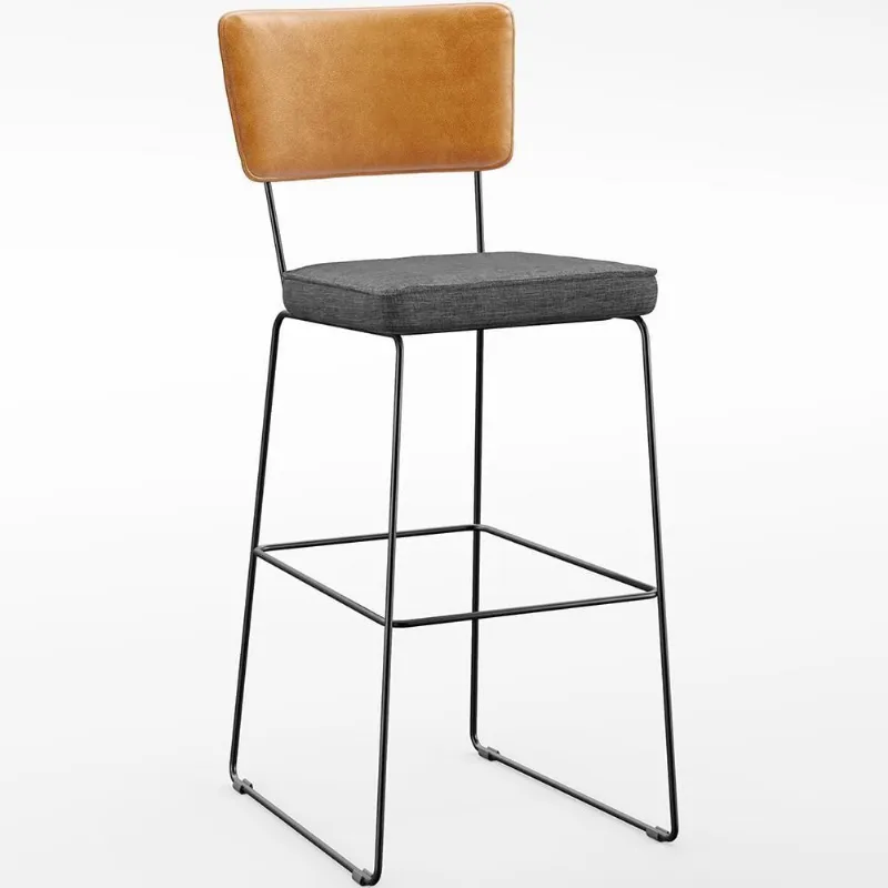 Banqueta Alta Cozinha Allana L02 Whisky Linho Cinza Escuro - Lyam Decor