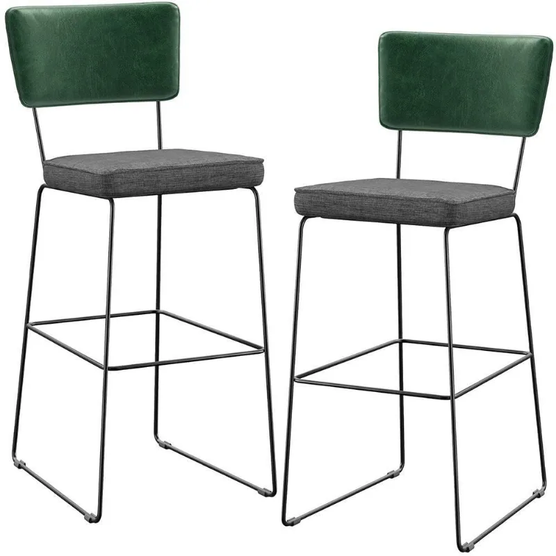 Kit 02 Banqueta Alta Allana L02 Verde Musgo Cinza Escuro - Lyam Decor