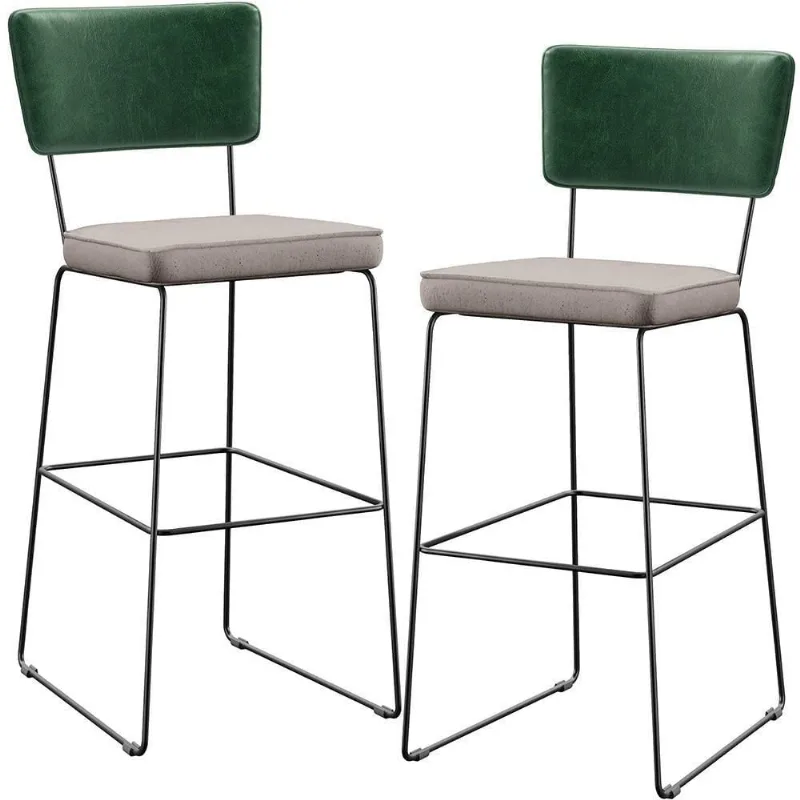 Kit 02 Banquetas Altas Allana L02 Verde Musgo Bege - Lyam Decor