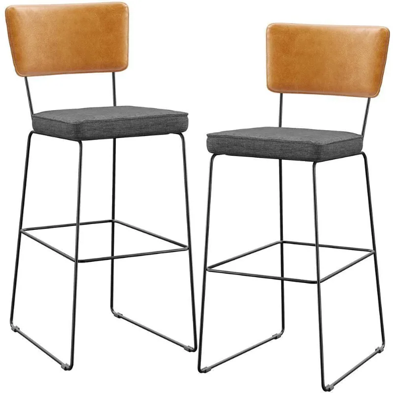 Kit 02 Banquetas Altas Allana L02 Whisky Linho Cinza Escuro - Lyam Decor