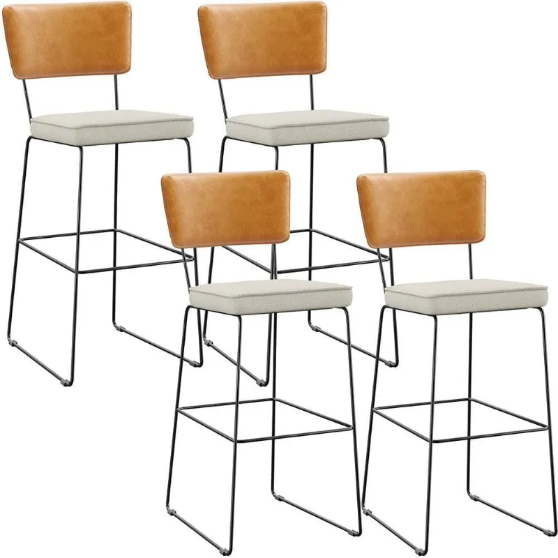 Kit 04 Banquetas Altas Whisky Linho Champagne - Lyam Decor
