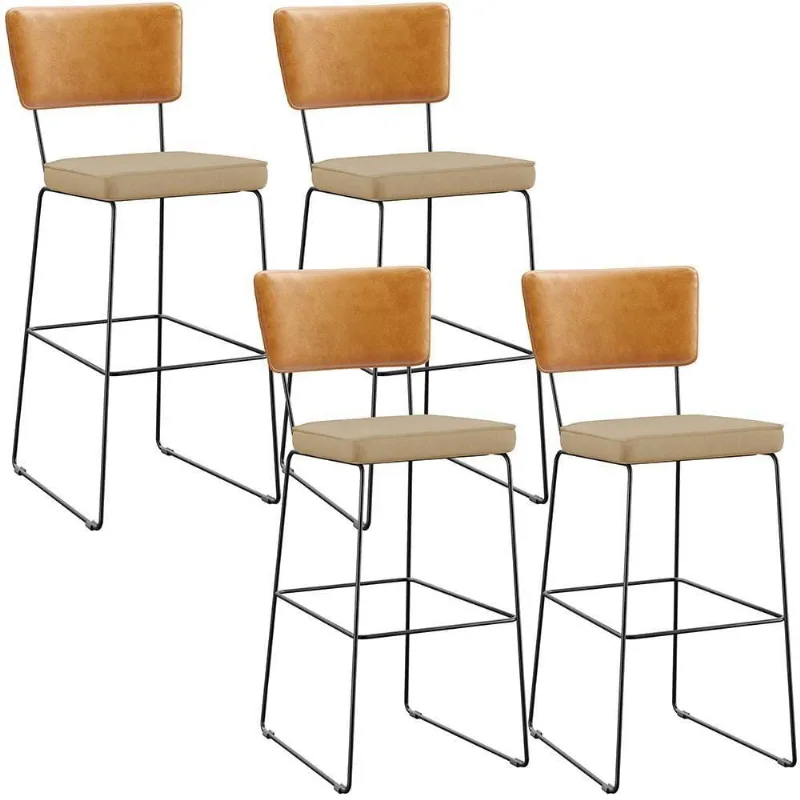 Kit 04 Banquetas Altas Whisky Linho Bege Escuro - Lyam Decor