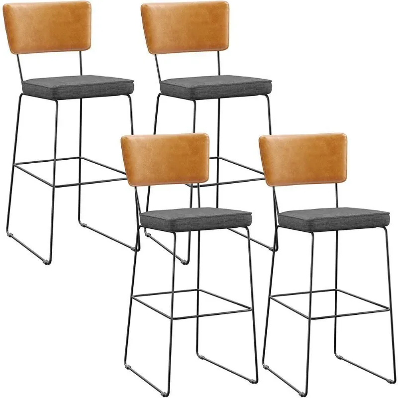 Kit 04 Banquetas Altas Whisky Linho Cinza Escuro - Lyam Decor
