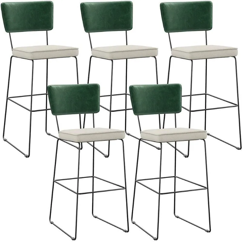 Kit 05 Banquetas Altas Allana L02 Verde Musgo Champagne - Lyam Decor