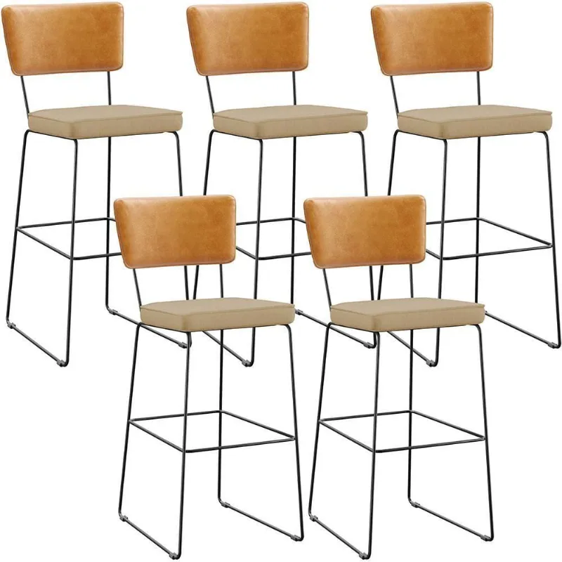 Kit 05 Banquetas Altas Allana L02 Whisky Linho Bege Escuro - Lyam Decor