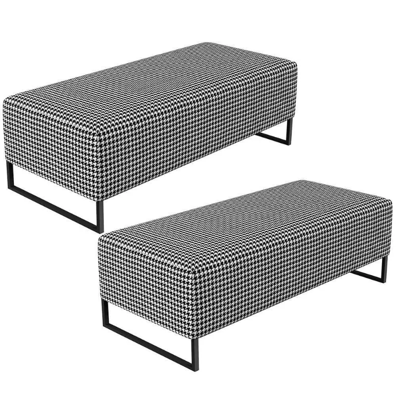 Kit 02 Puffs Bali W01 Base Ferro 120x50 Cm Suede Pied Poule