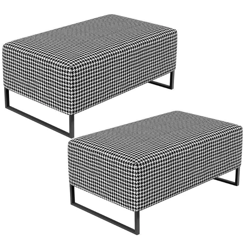 Kit 02 Puffs Cléo W01 Base Ferro 90 Cm Suede Pied Poule