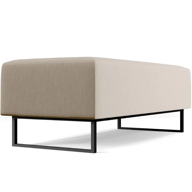 Puff Decorativo Sala de Estar Bali W01 Base Ferro 120x50 cm Linho Bege - Lyam Decor