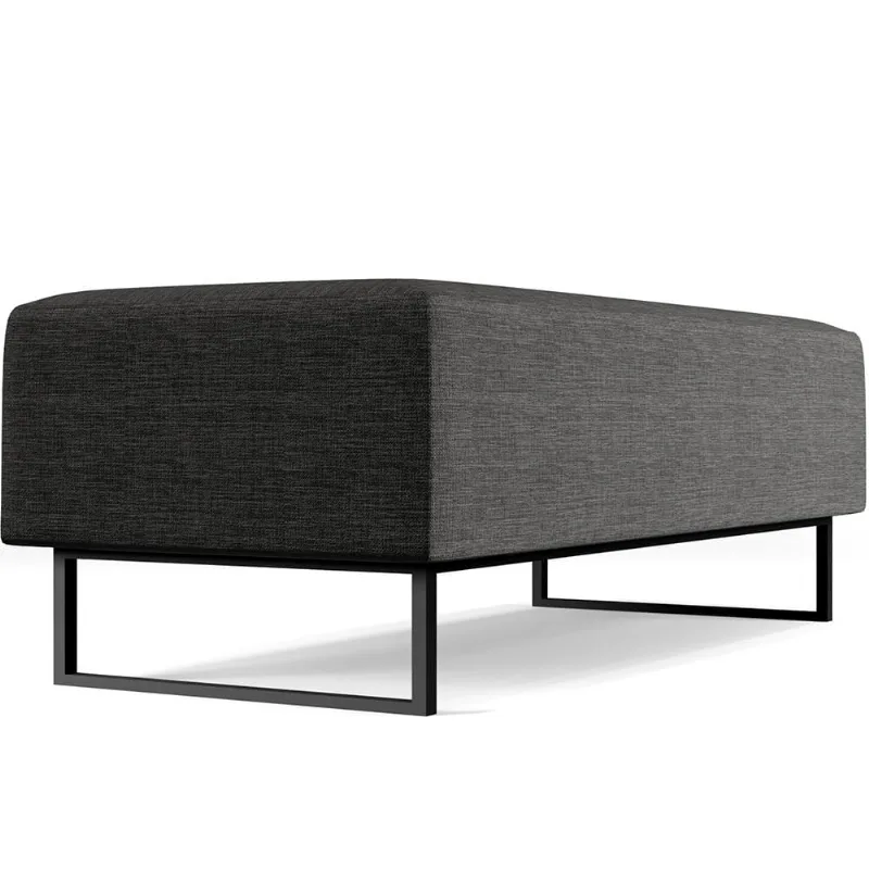 Puff Decorativo Sala de Estar Bali W01 Base Ferro 120x50 cm Linho Cinza Escuro - Lyam Decor