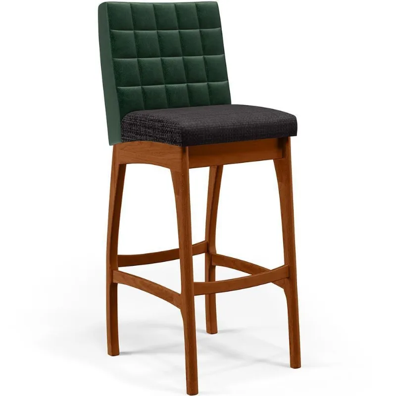 Banqueta Alta Cozinha Mila B04 Facto Verde Musgo Chumbo - Lyam Decor