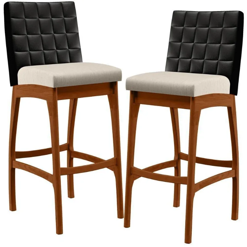 Kit 02 Banquetas Altas Cozinha B04 Preto Cru - Lyam Decor