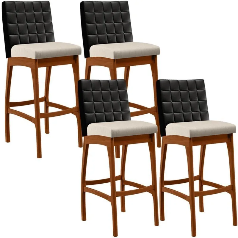 Kit 04 Banquetas Altas Cozinha B04 Preto Cru - Lyam Decor
