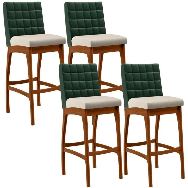 Kit 04 Banquetas Altas Cozinha B04 Verde Musgo Cru - Lyam Decor