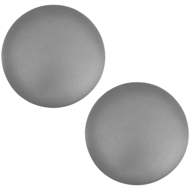 Kit 02 Assentos Redondo Banqueta Cadeira Estofados Poltronas H02 Corino Cinza 30 Cm - Lyam Decor - Lyam Decor