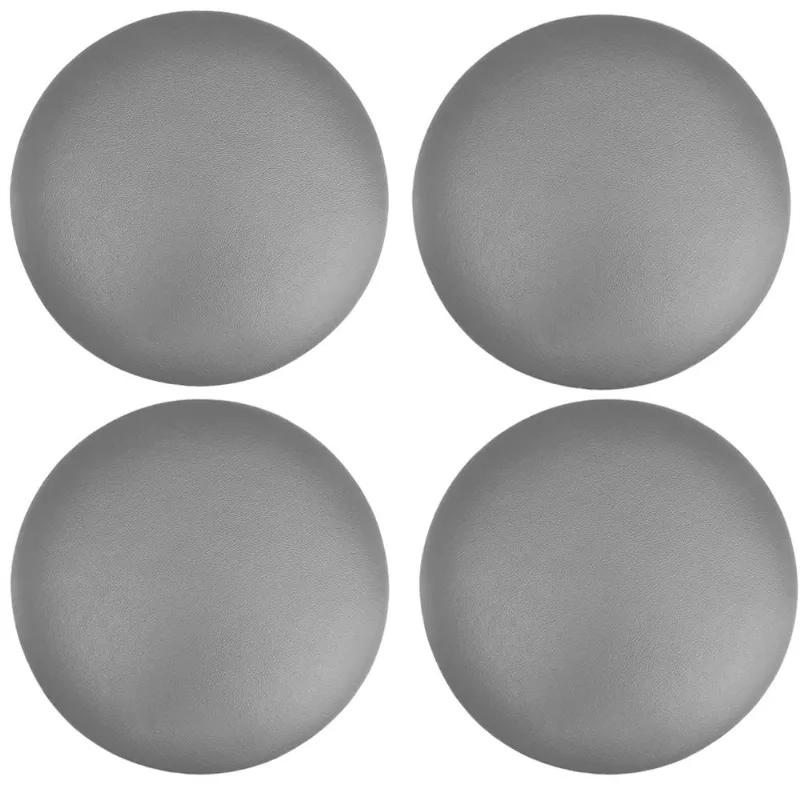 Kit 04 Assentos Redondo Banqueta Cadeira Estofados Poltronas H02 Corino Cinza 30 cm - Lyam Decor