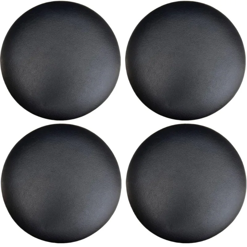 Kit 04 Assentos Redondo Banqueta Cadeira Estofados Poltronas H02 Corino Preto 39 cm - Lyam Decor