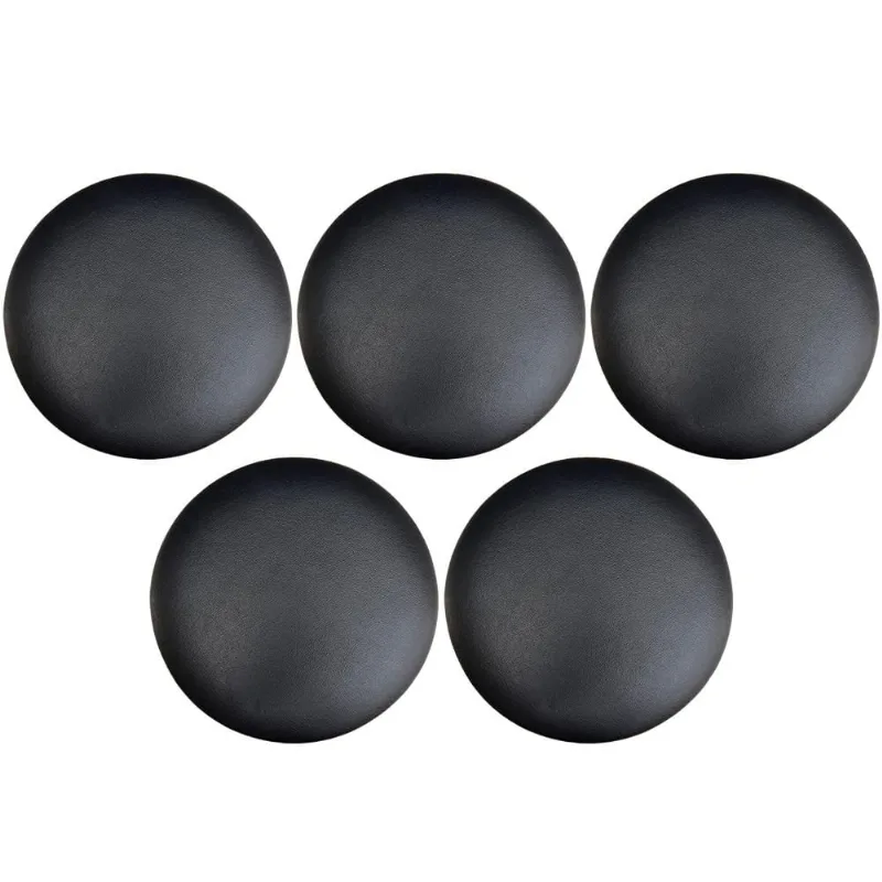 Kit 05 Assentos Redondo Banqueta Cadeira Estofados Poltronas H02 Corino Preto 35 cm - Lyam Decor