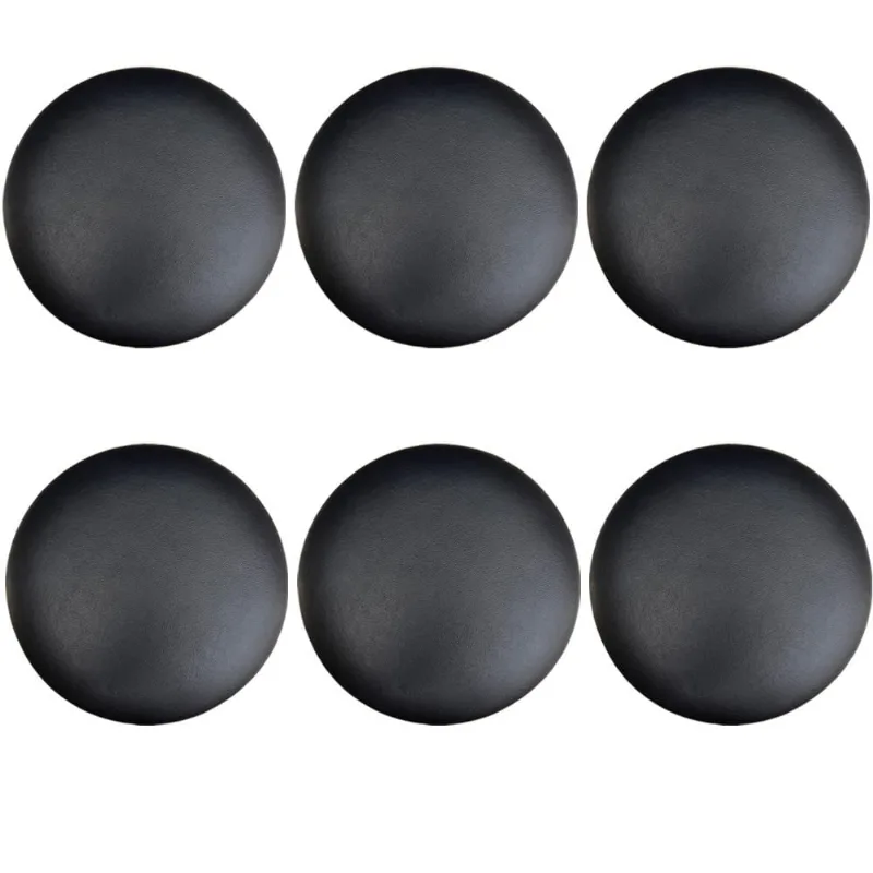 Kit 06 Assentos Redondo Banqueta Cadeira Estofados Poltronas H02 Corino Preto 30 cm - Lyam Decor