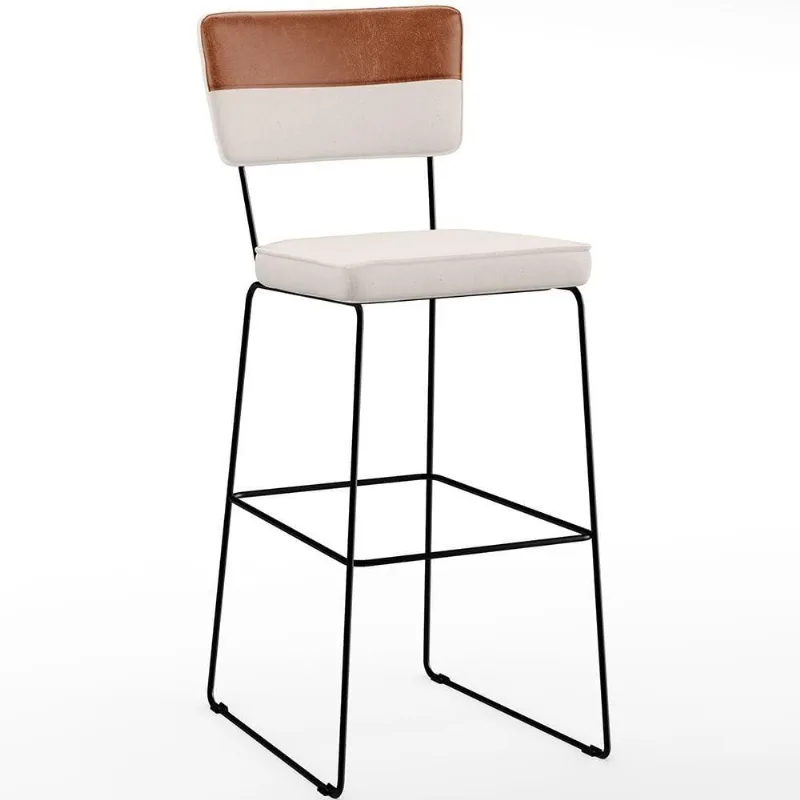 Banqueta Alta Cozinha De Jantar Allana L02 Faixa Camel Cru - Lyam Decor