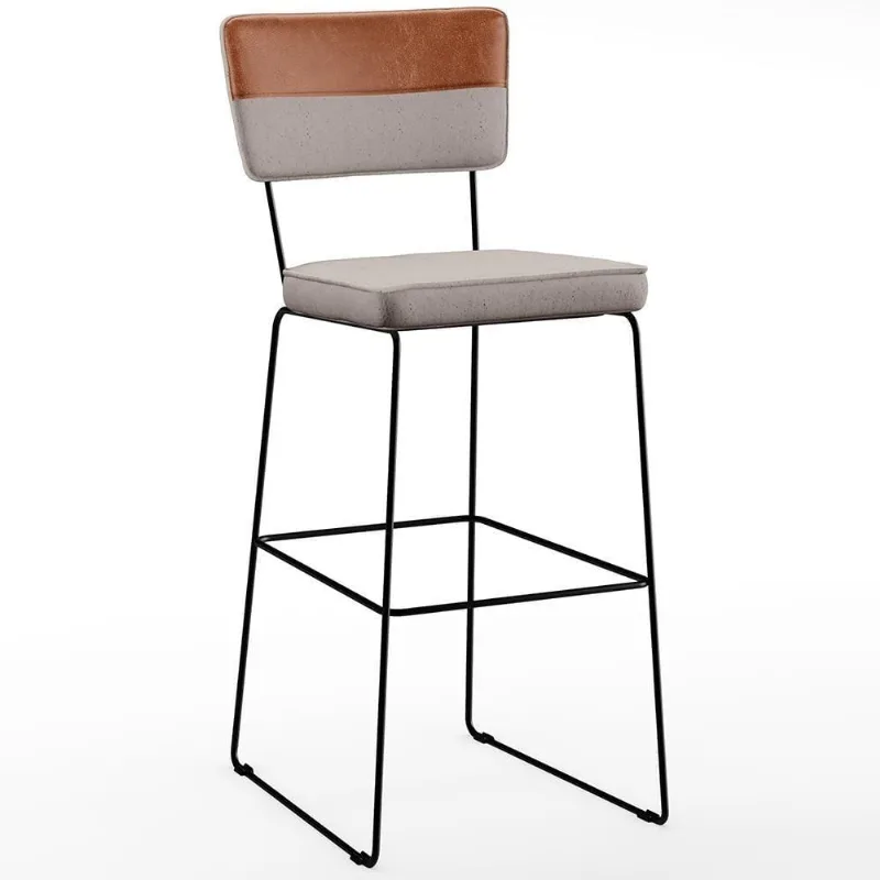 Banqueta Alta Cozinha Allana L02 Faixa Camel Bege - Lyam Decor
