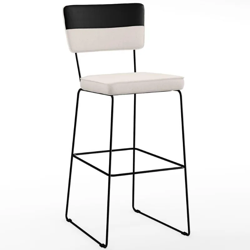 Banqueta Alta Cozinha De Jantar Allana L02 Faixa Preto Cru - Lyam Decor