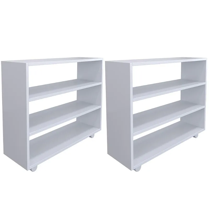 Kit 02 Sapateiras Multiuso Organizador Com 03 Prateleiras E Rodízio Pérola L03 Branco - Lyam Decor - Lyam Decor