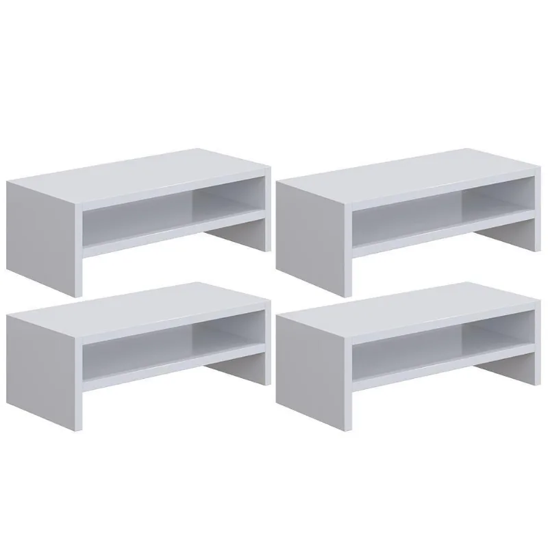 Kit 4 Suportes Stand Para Monitores Mesa Escritório Branco