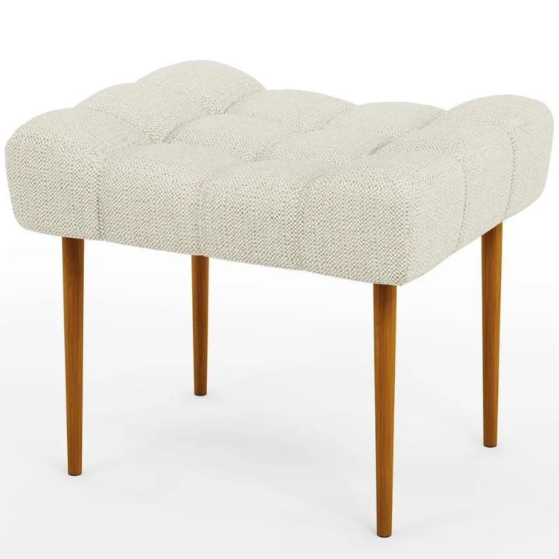 Puff Decorativo Para Sala De Estar Requinte L02 Linho Champagne - Lyam Decor