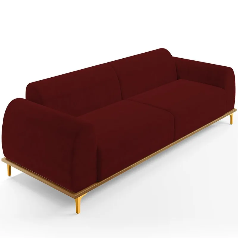 Sofá 04 Lugares Para Sala de Estar Kiev 260 cm D02 Veludo Marsala C-278 - Lyam Decor - Lyam Decor