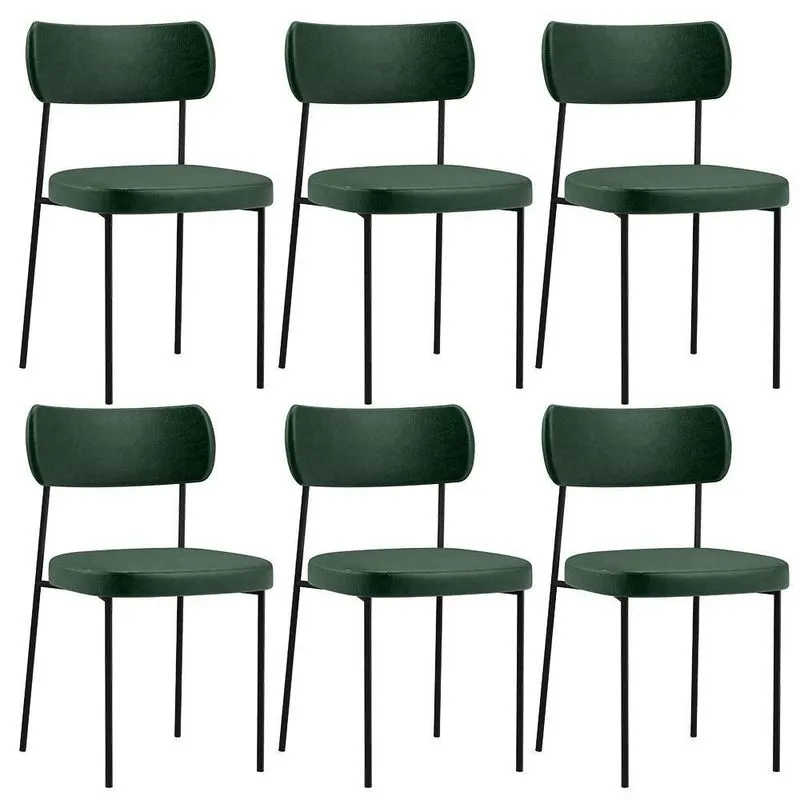 Kit 06 Cadeiras Estofada Para Couríssimo Verde Musgo