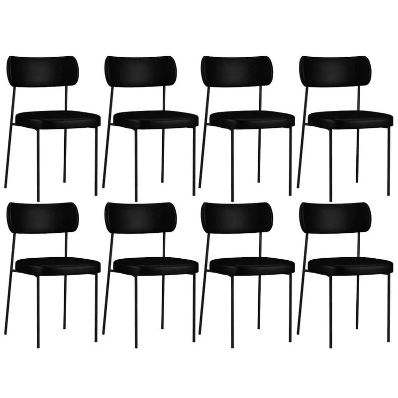Kit 08 Cadeiras Decorativas Estofadas Para Sala de Jantar Melina F01 Couríssimo Preto - Lyam Decor