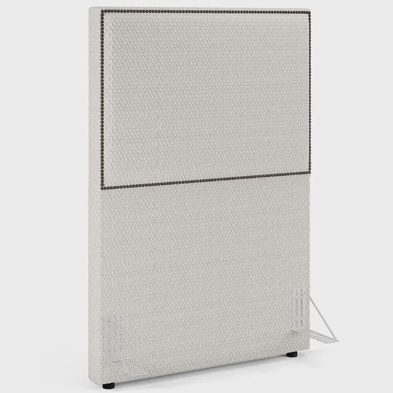 Cabeceira Box Solteiro Com Tachas 100 cm Vicenza L02 Bouclê Cru - Lyam Decor