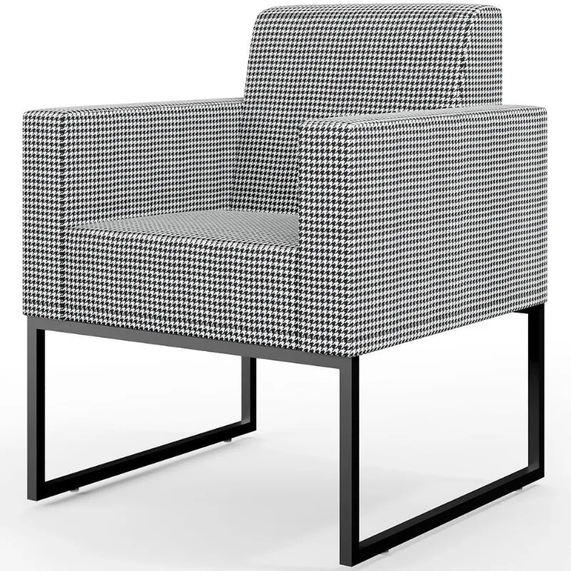 Poltrona Para Sala De Estar Base Fixa De Metal Helô L02 Pied Poule - Lyam Decor