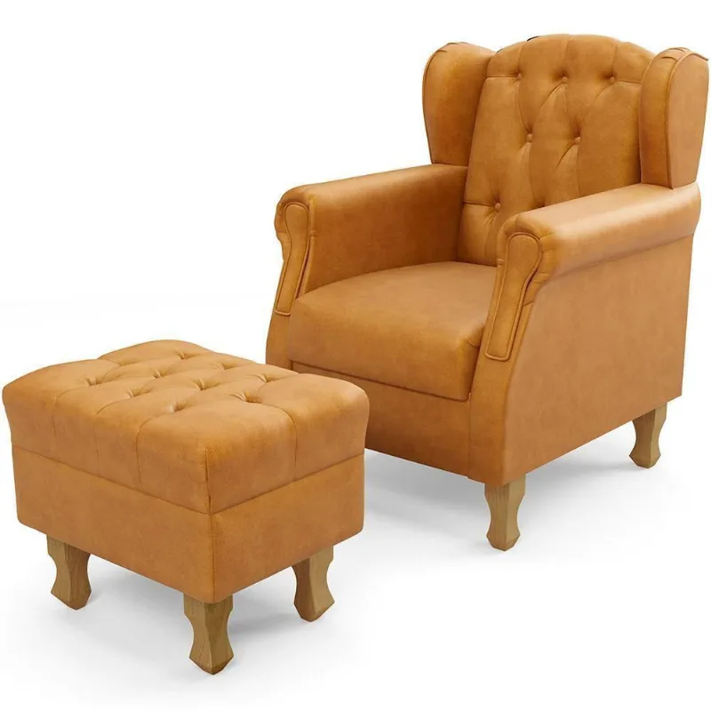 Poltrona Com Puff Paris L02 Couríssimo Whisky