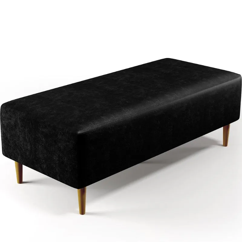 Puff Decorativo Sala de Estar Bali W01 Pés Palito 120x50 cm Couríssimo Preto - Lyam Decor