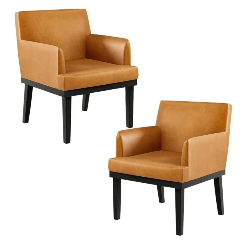 Kit 2 Poltronas Beatriz W01 Decorativas Couríssimo Marrom Lyam Decor