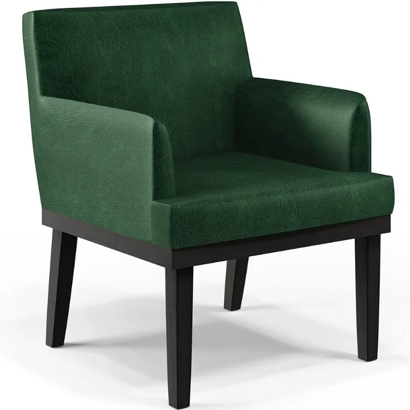 Poltrona Decorativa Para Sala De Estar Base Preto Beatriz W01 Facto Verde Musgo - Lyam Decor