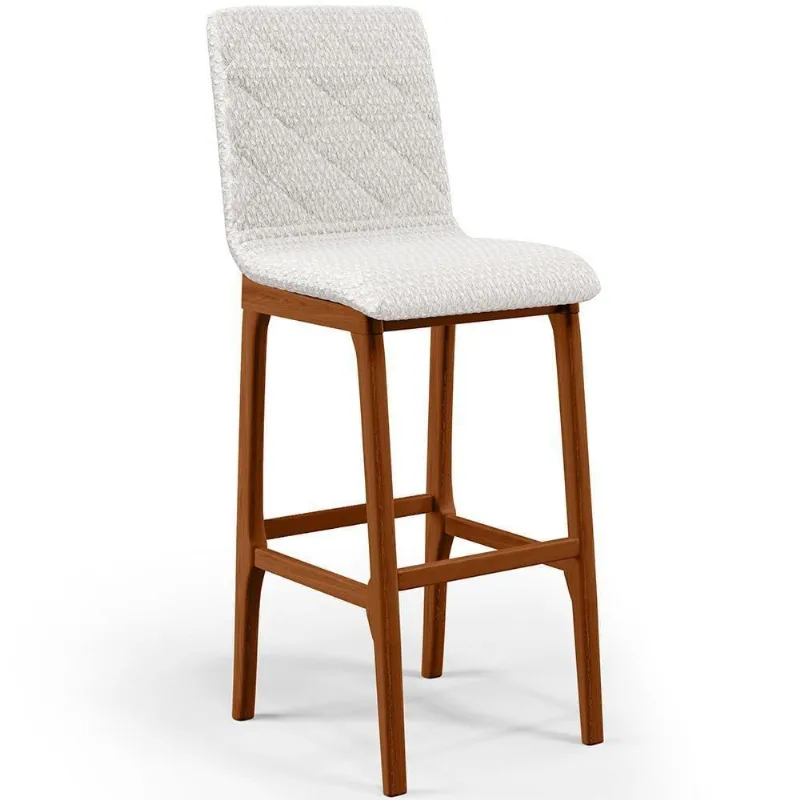 Banqueta Alta Cozinha De Jantar Fixa Zoe B04 Bouclê Cru - Lyam Decor