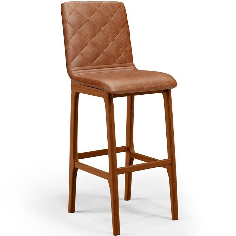 Banqueta Alta Cozinha De Jantar Fixa Zoe B04 Camel - Lyam Decor