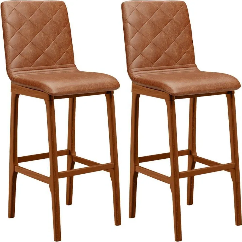 Kit 02 Banquetas Altas Cozinha De Jantar Fixa Zoe B04 Camel - Lyam Decor