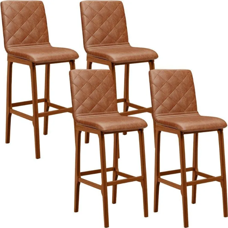 Kit 04 Banquetas Altas Cozinha De Jantar Fixa Zoe B04 Camel - Lyam Decor