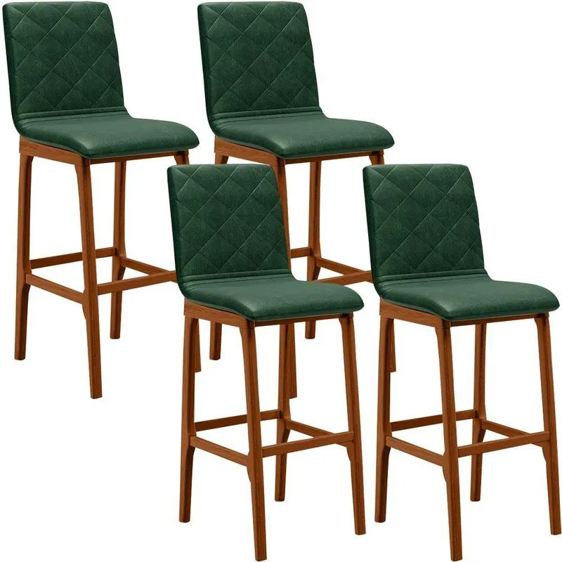 Kit 04 Banquetas Altas Para Cozinha Sala de Jantar Fixa Zoe B04 Facto Verde Musgo - Lyam Decor