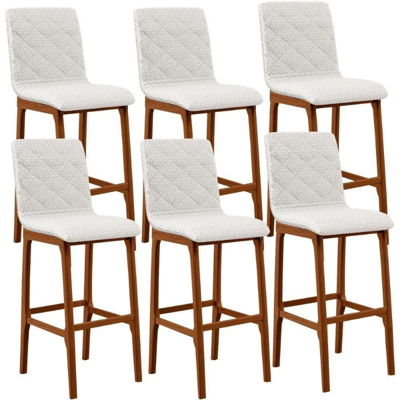 Kit 06 Banquetas Altas Para Cozinha Zoe B04 Bouclê Cru - Lyam Decor